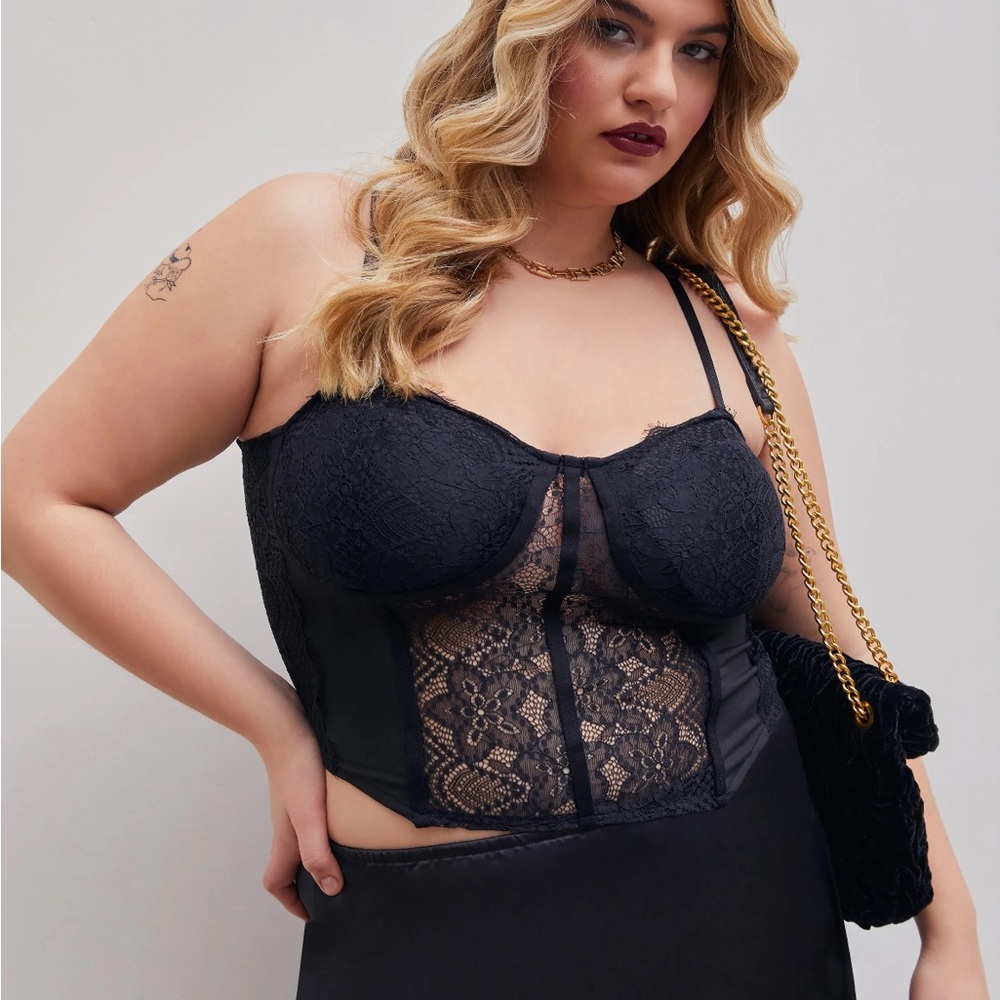 Elegant Black Lace Bustier Top